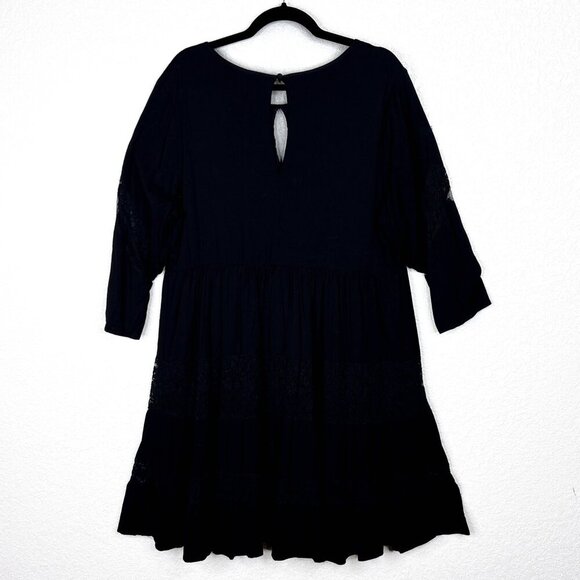 Torrid Tiered Challis Lace Boho Chic Prairie Tunic Ruffled Midi Sz 1 - NWOT - Picture 3 of 10